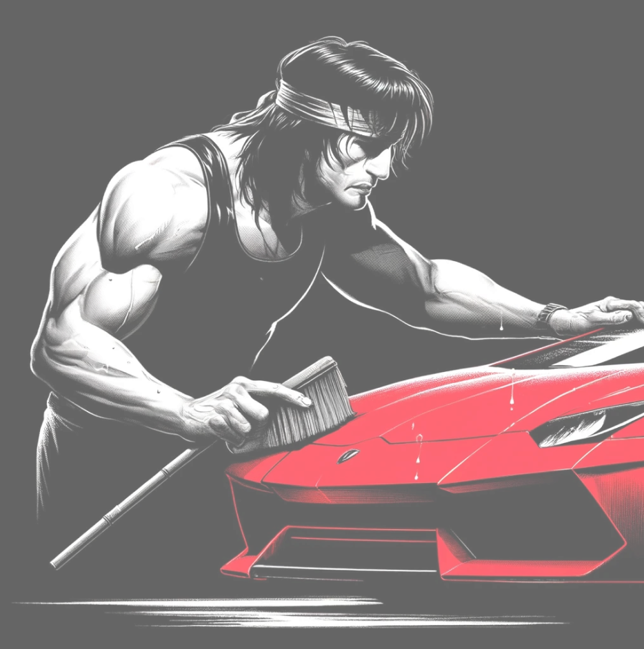 Johnny Lambo cleaning Lambo